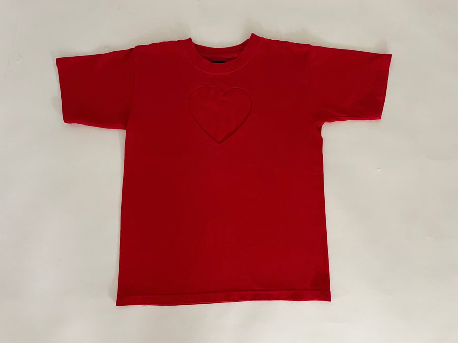 RED VALENTINES heart cut out t-shirt size / SMALL