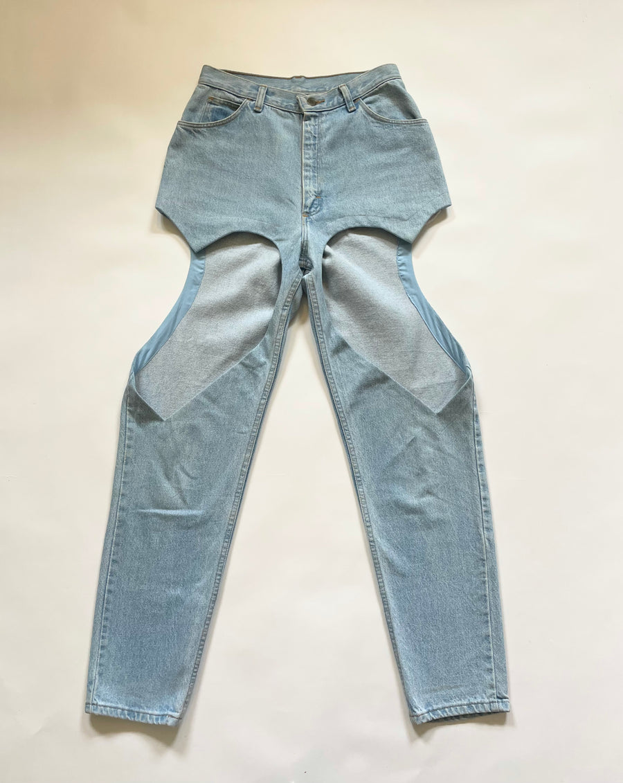 HIGH WAISTED TAPERED  HEART CUT OUT JEANS