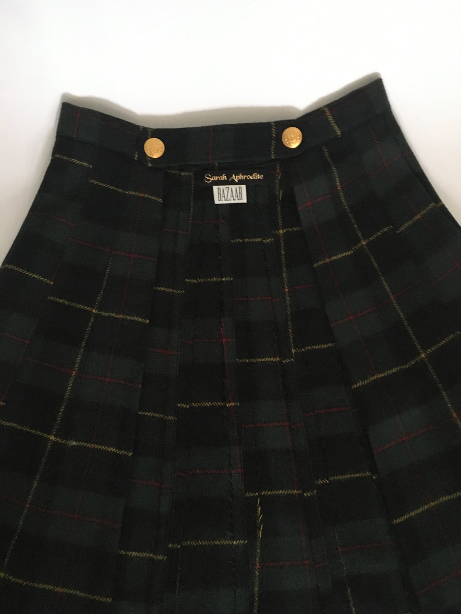 plaid long scallop skirt belt //ARCHIVE