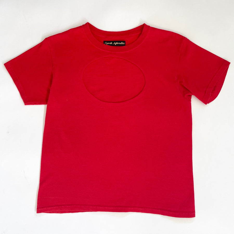 RED OVAL CUT-OUT TEE