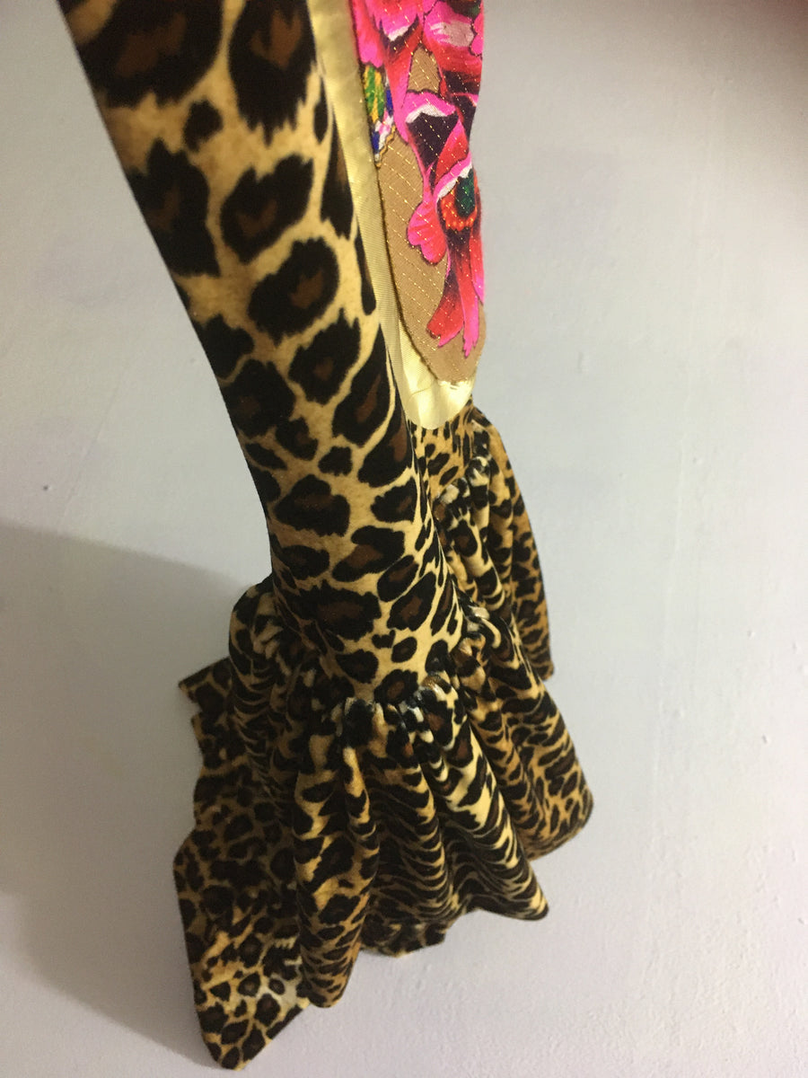 One of a kind leopard print leg piece