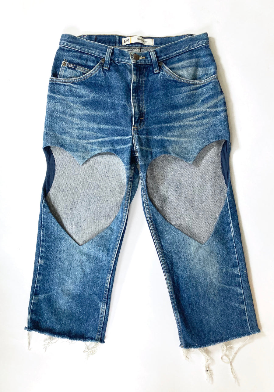 CROPPED HEART CUT-OUT JEANS