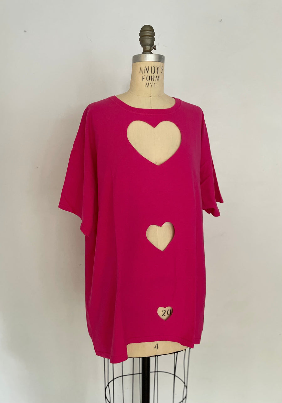 SALE!! Magenta triple heart cut out T-shirt