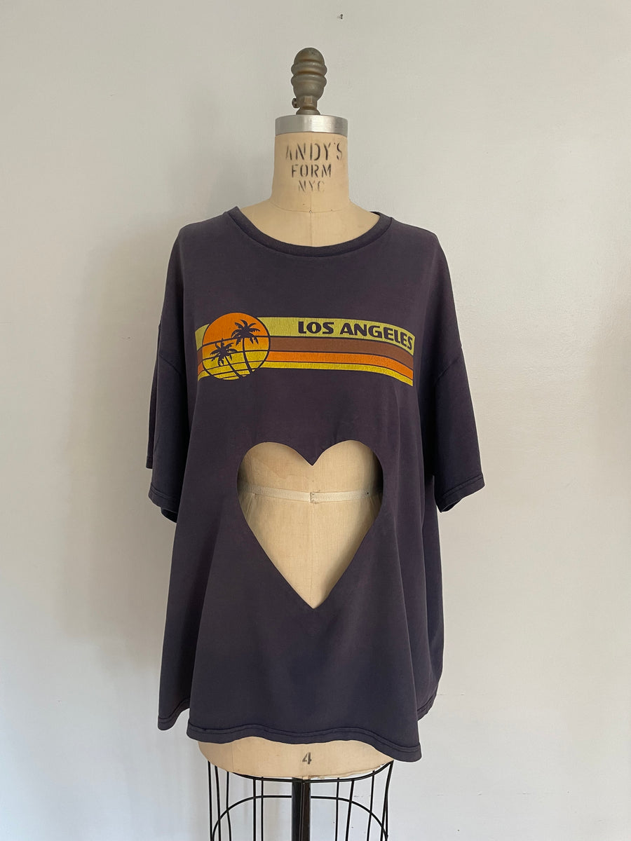 Los Angeles belly heart cut out tee