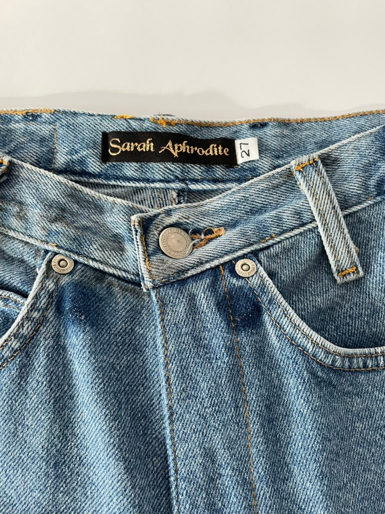 SARAH APHRIDITE 'Black Cat' jeans / salvaged denim /size 27