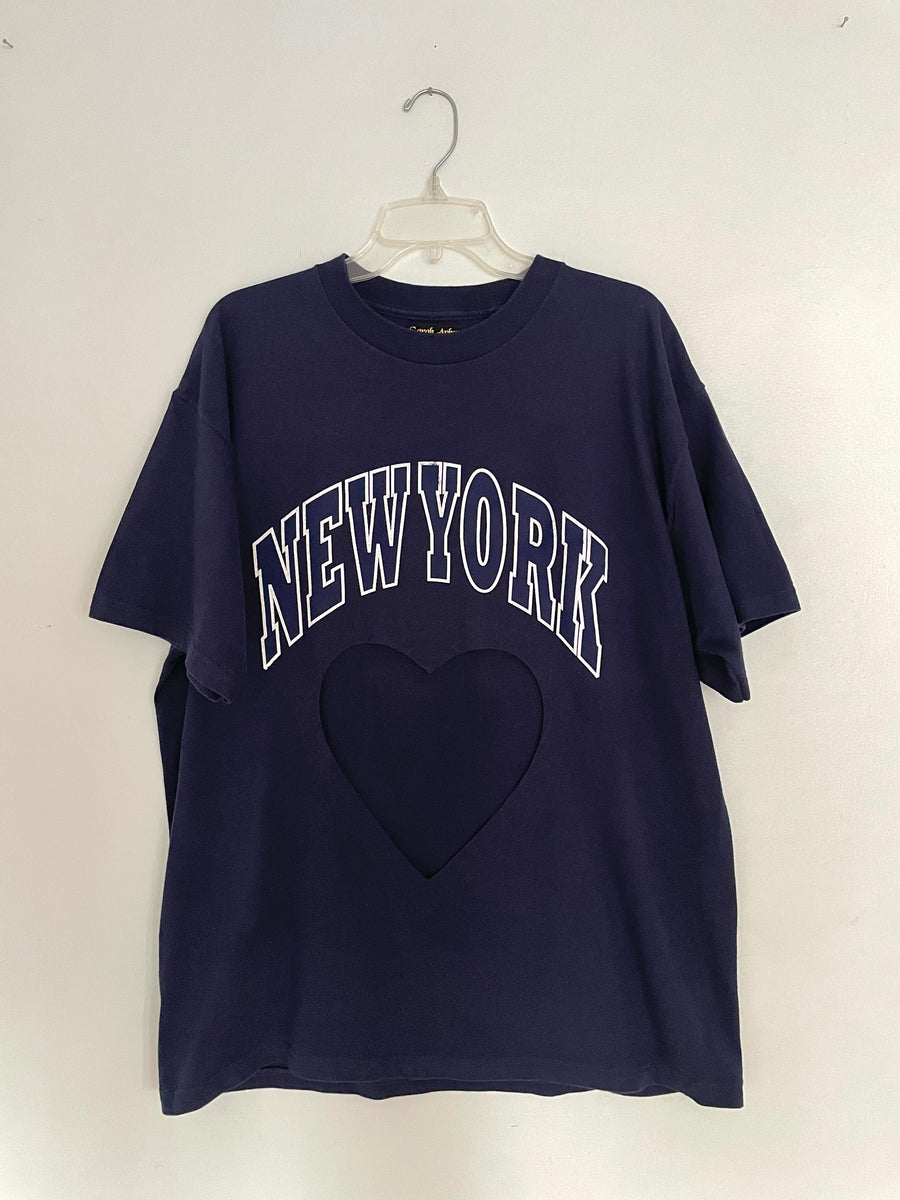 New York belly heart cut out tee