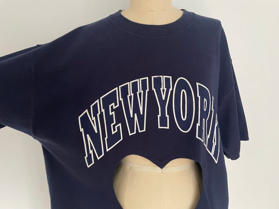 New York belly heart cut out tee