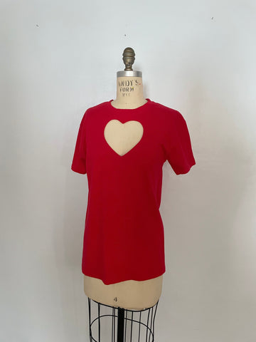 RED VALENTINES heart cut out t-shirt/ MEDIUM