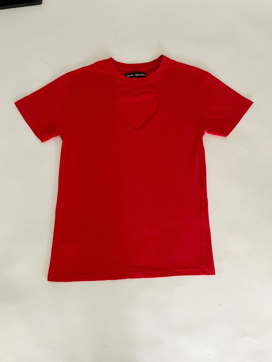 RED VALENTINES heart cut out t-shirt/ MEDIUM