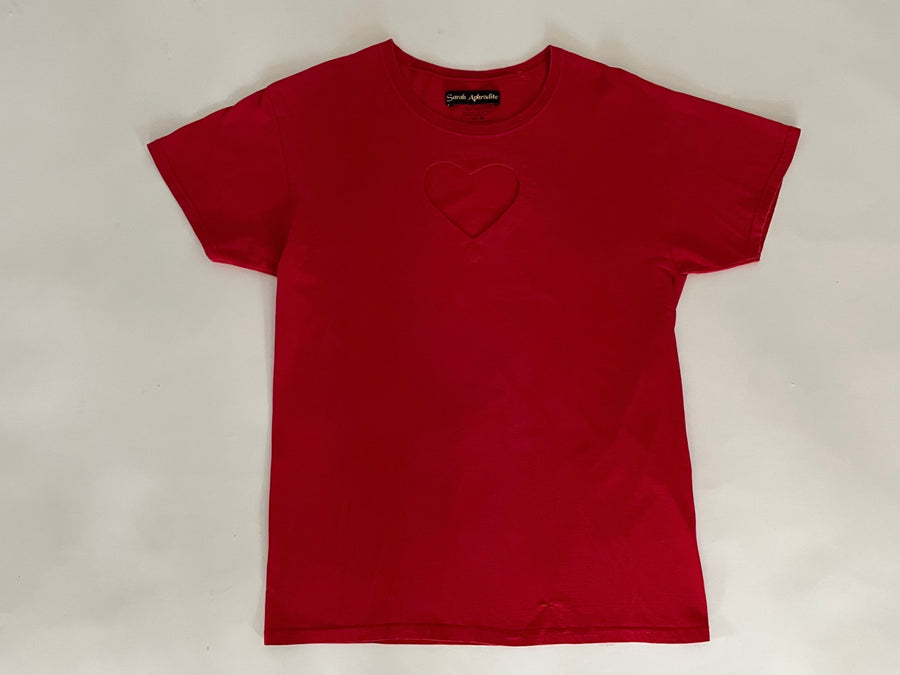 RED VALENTINES heart cut out t-shirt / MEDIUM