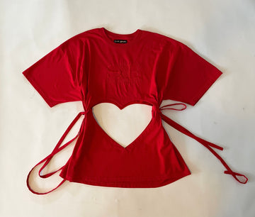 San Fransisco print double heart tee with ties