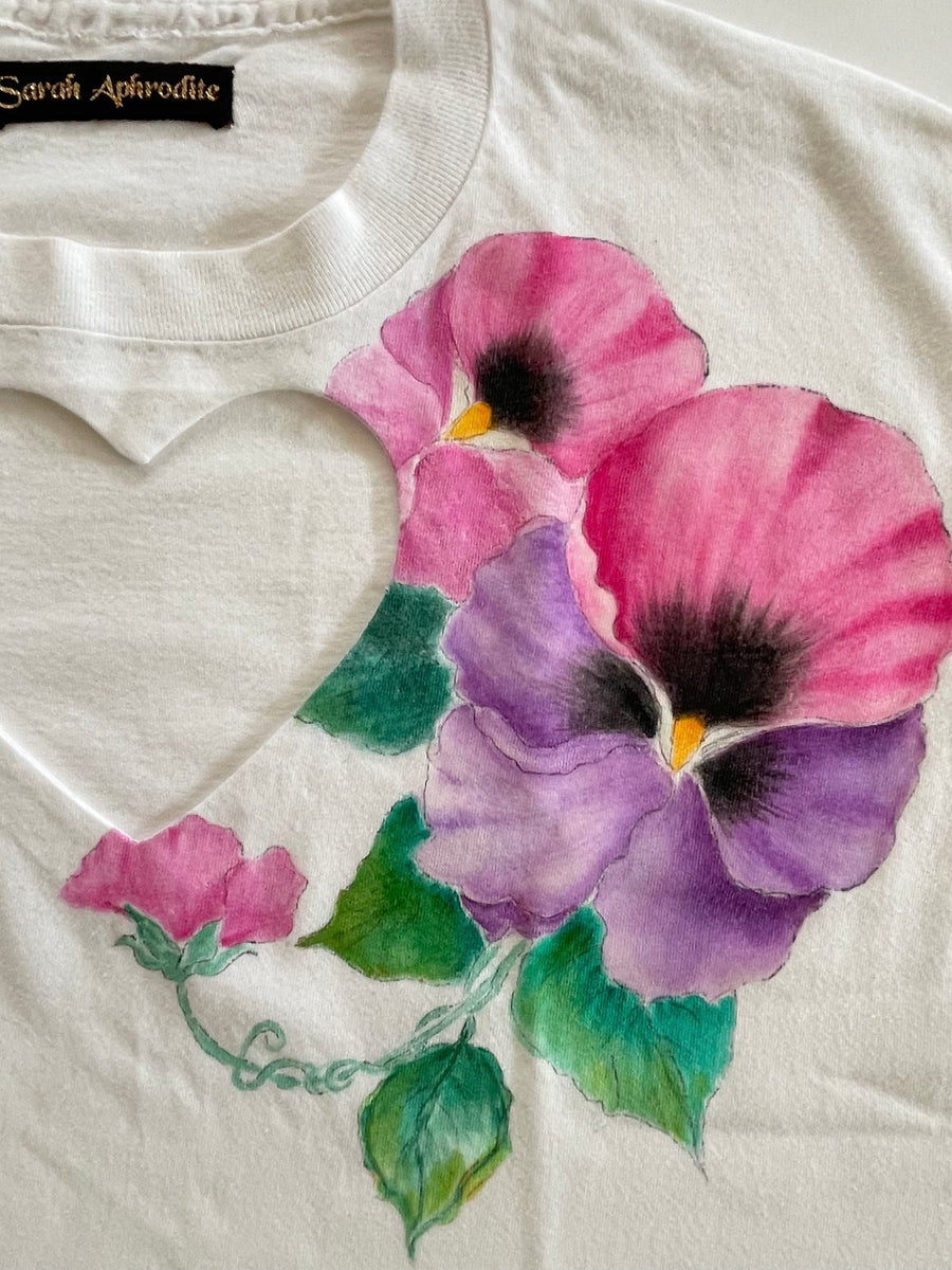 hand-painted violet heart cut out t-shirt