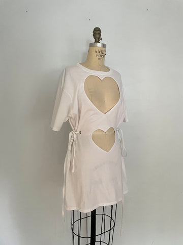 double front heart cut out t-shirt w/ties