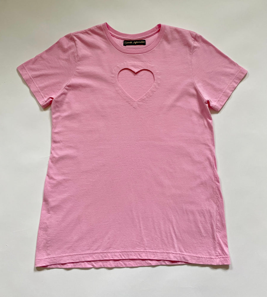 PINK HEART CUT-OUT TEE