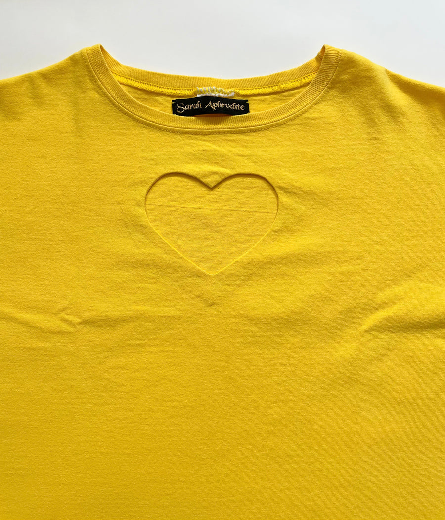 YELLOW HEART CUT-OUT TEE