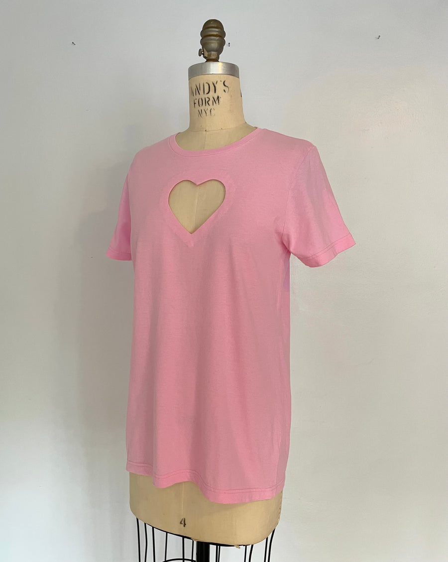 PINK HEART CUT-OUT TEE