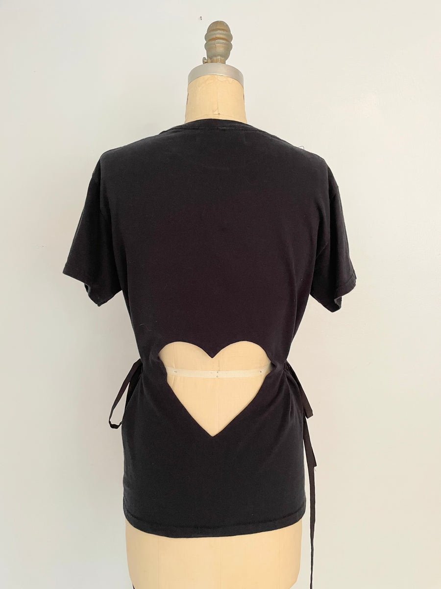 Los Angeles print double heart cut out tee w/ties