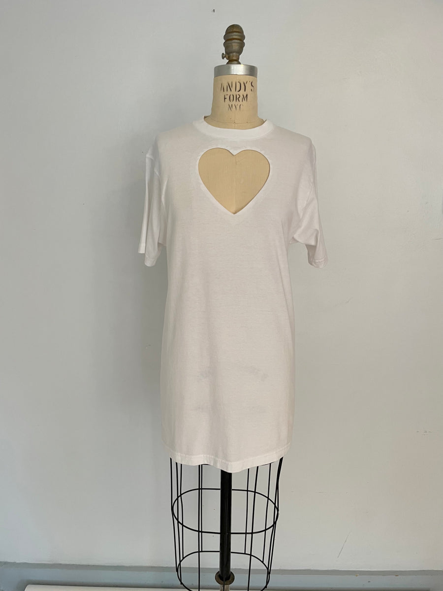 ONE AVAILABLE!! T-shirt mini dress W/BIG HEART CUT OUT