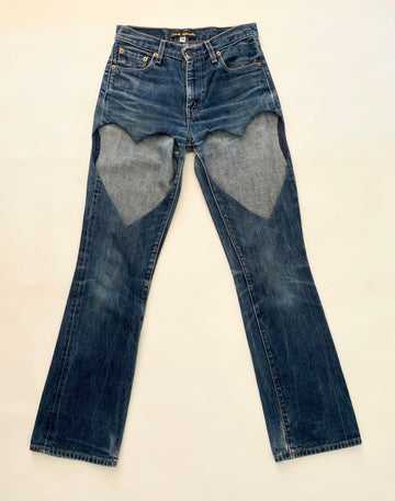 MID-WASH  HEART cut out jeans  size 28