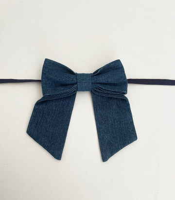 denim bow garter /medium