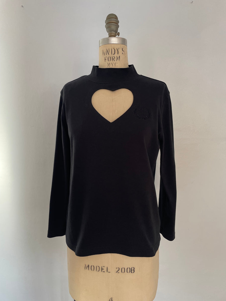 ONE AVAILABLE!!  BLACK LONG SLEEVE HEART CUT OUT TURTLE NECK