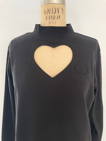 ONE AVAILABLE!!  BLACK LONG SLEEVE HEART CUT OUT TURTLE NECK