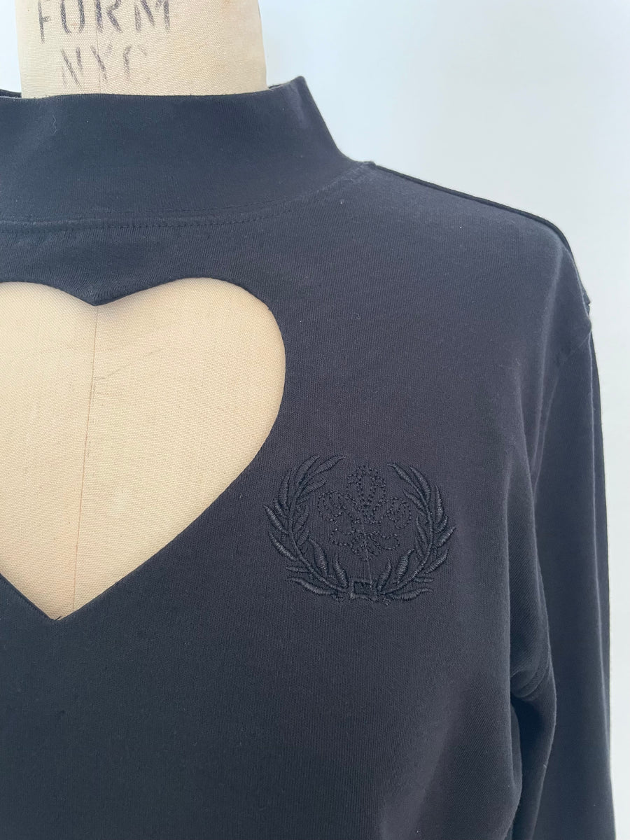 ONE AVAILABLE!!  BLACK LONG SLEEVE HEART CUT OUT TURTLE NECK