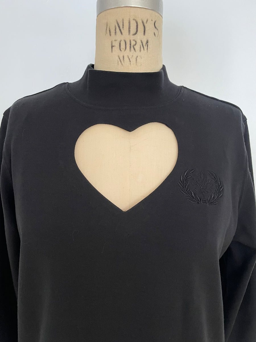 ONE AVAILABLE!!  BLACK LONG SLEEVE HEART CUT OUT TURTLE NECK