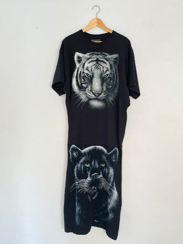 DOUBLE CAT PRINT T-SHIRT DRESS