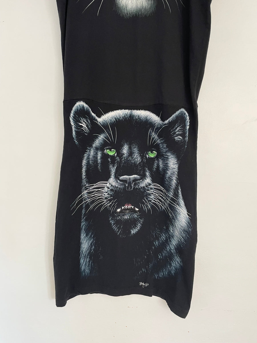 DOUBLE CAT PRINT T-SHIRT DRESS