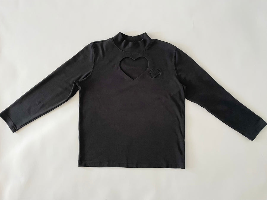 ONE AVAILABLE!!  BLACK LONG SLEEVE HEART CUT OUT TURTLE NECK