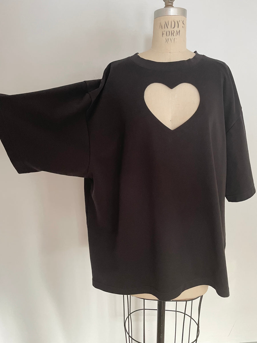 ONE AVAILABLE!! oversized heart cut out tee w/ big heart