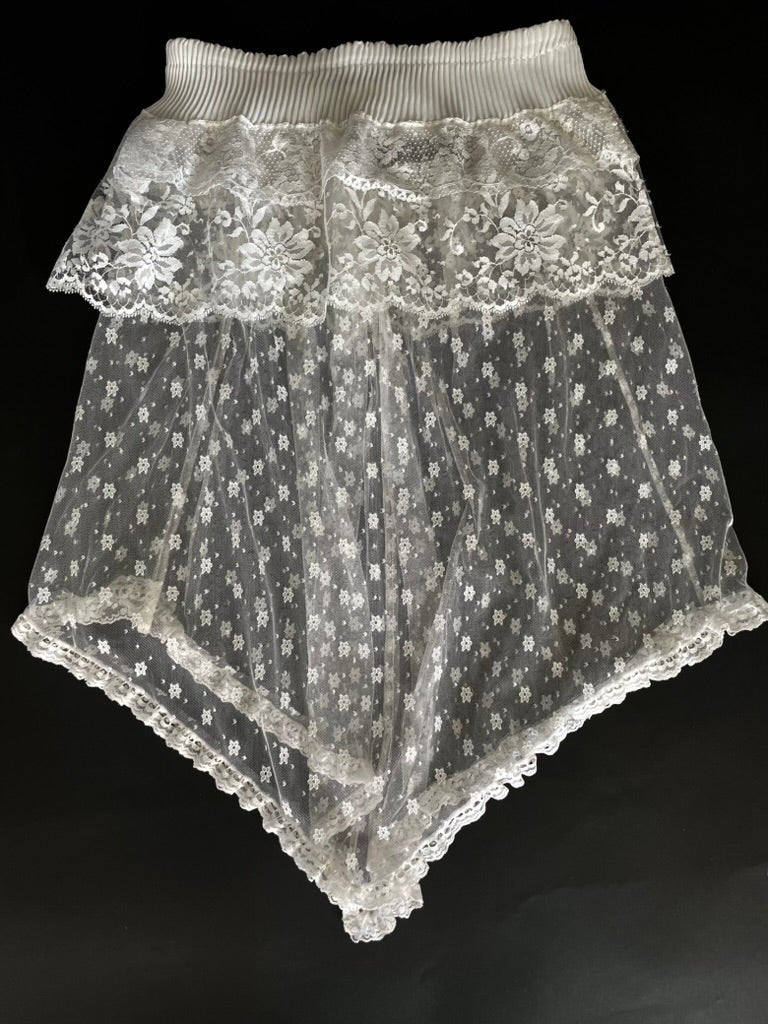 Lace-patterned skirt on a black background