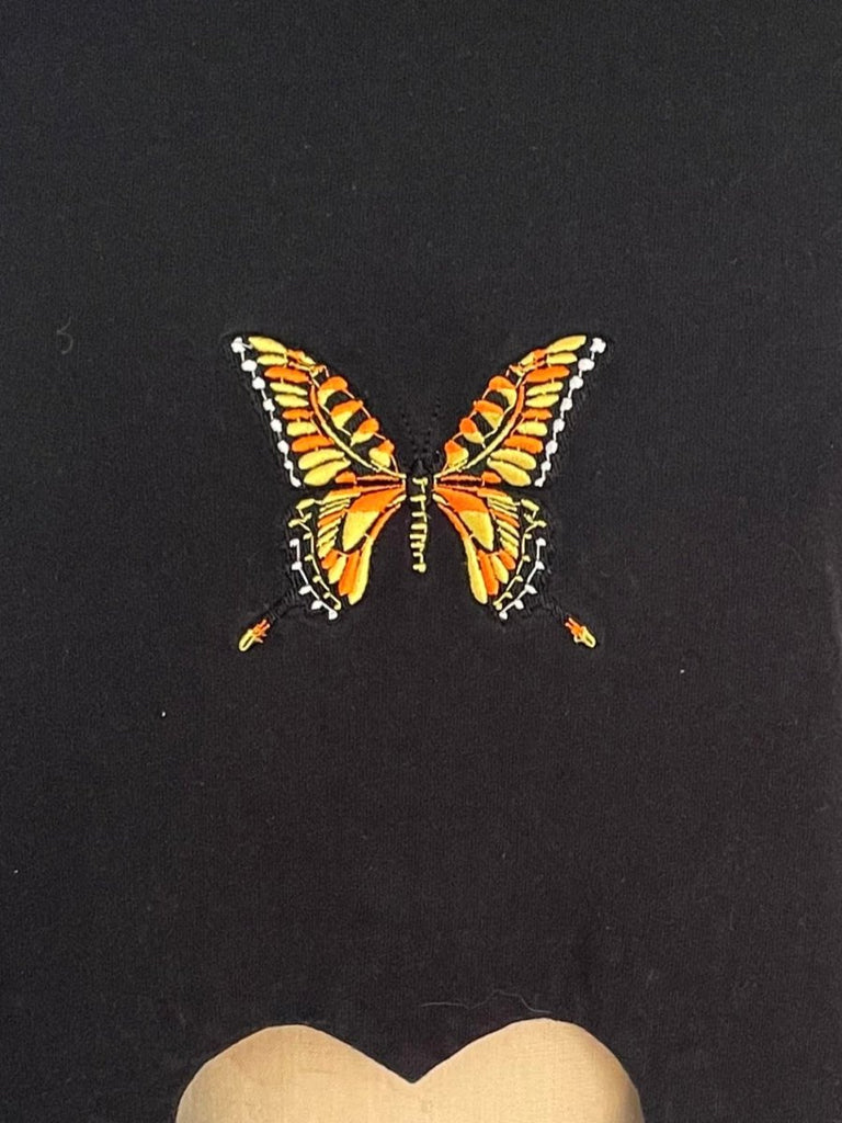 Butterfly design on a black tshirt