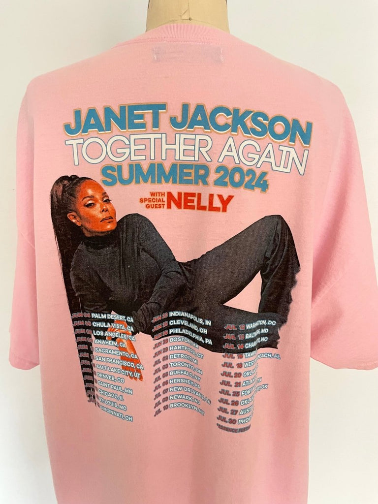 Handmade heart cut-out tee featuring a vintage Janet Jackson and Nelly tour graphic, upcycled by Sarah Aphrodite from a repurposed cotton/poly blend shirt