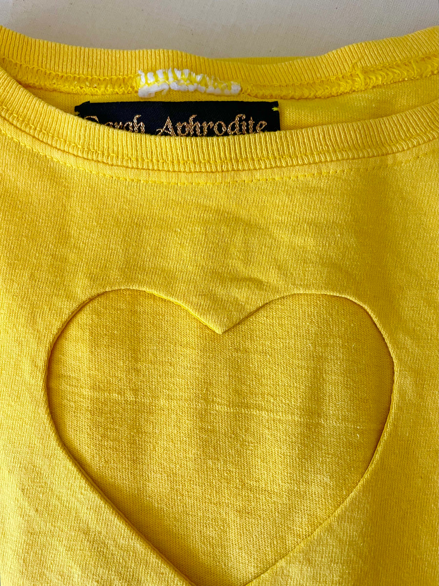 YELLOW HEART CUT-OUT TEE