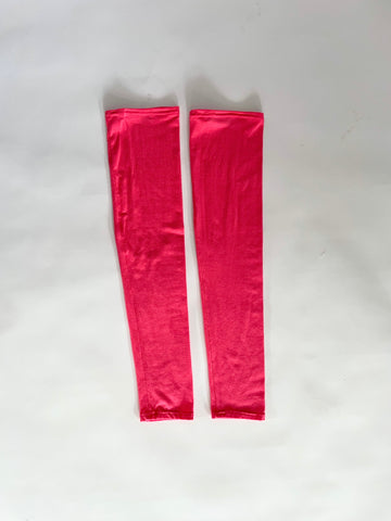 Front view of pink cotton jersey leg pieces, first-of-its-kind archival design