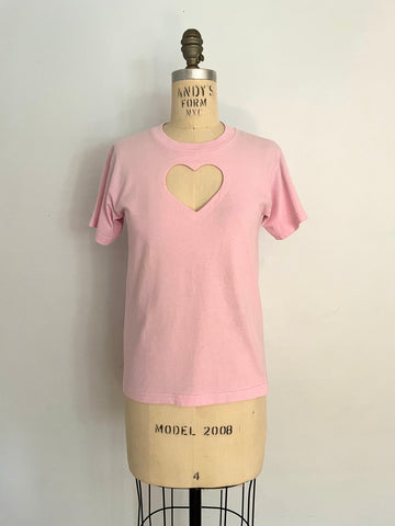 PALE PINK HEART CUT-OUT TEE