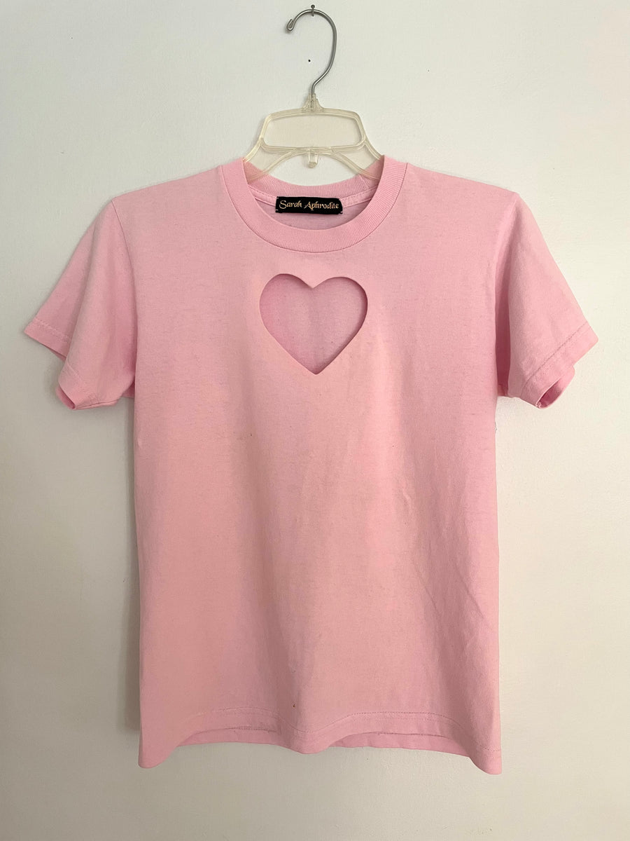 PALE PINK HEART CUT-OUT TEE