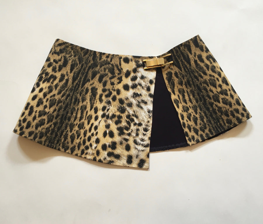Cheetah skirt belt with gold clasp closure