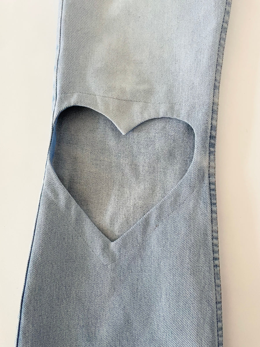 SALE!!!- light-wash denim heart cut-out jeans