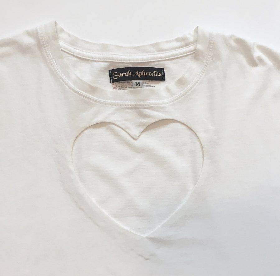 SARAH APHRODITE OVERSIZED DOUBLE HEART CUT-OUT TEE