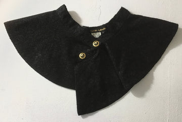 black brocade ruffle skirt belt with gold button closure