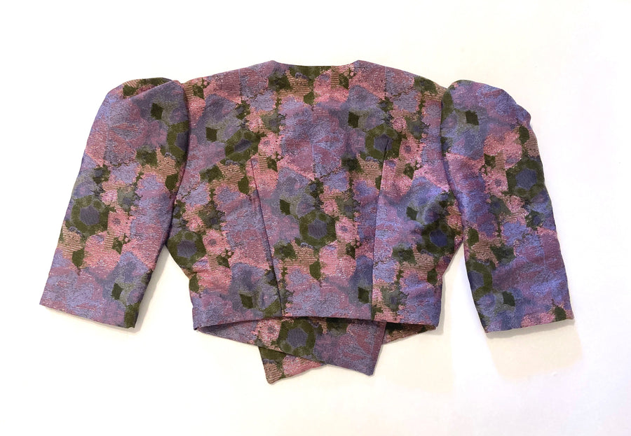 PURPLE BROCADE JACKET WITH CROPPED SLEEVES // ARCHIVE