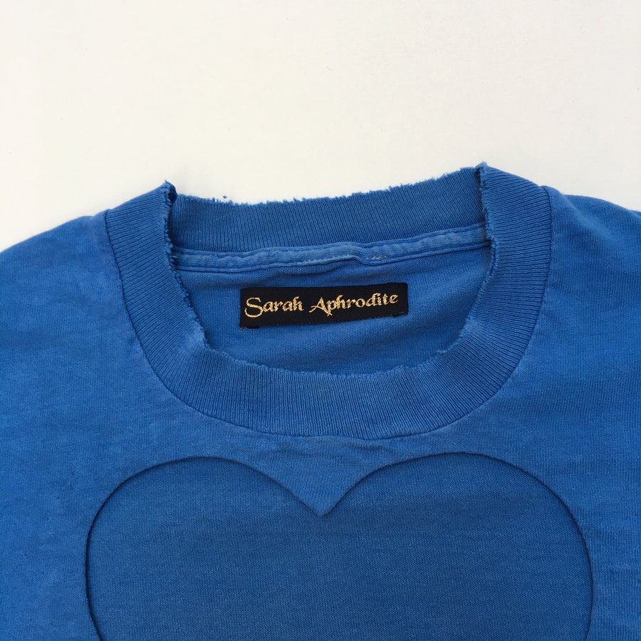 WASHED BLUE TRIPLE HEART CUT-OUT TEE