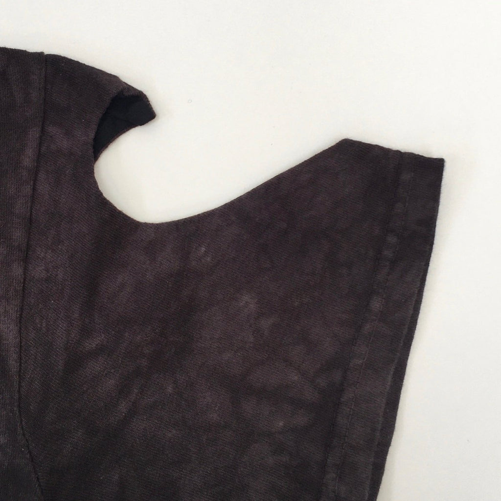 One-of-a-kind vintage Jaguar print tee by Sarah Aphrodite, handmade from 100% repurposed cotton. Features heart cut-outs on the arms, XS–S fit, and unique markings from upcycled fabric.